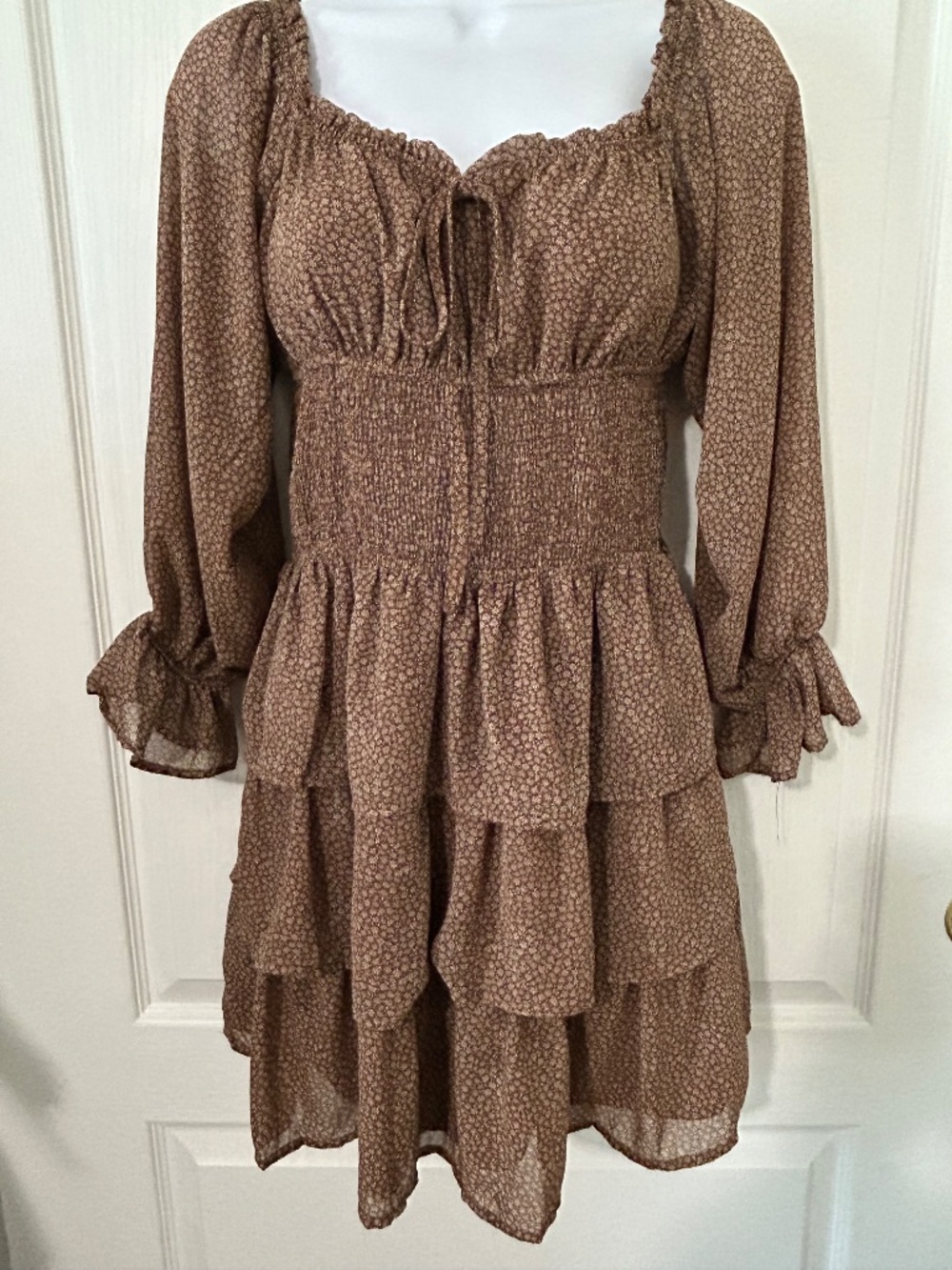 Le Lis Smocked Tiered Dress Brown Fall Country Concert